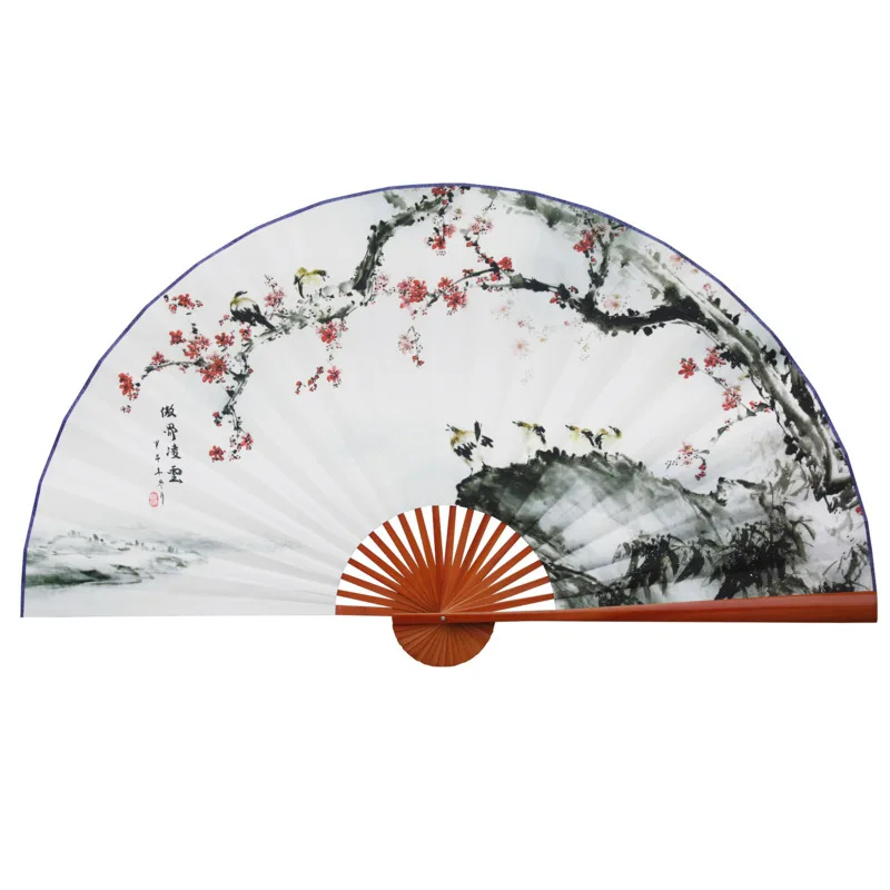 

Large Folding Paper Fan Chinese Style Crafts Banboo Frame Background Decorative Fan Hanging Plum Blossom