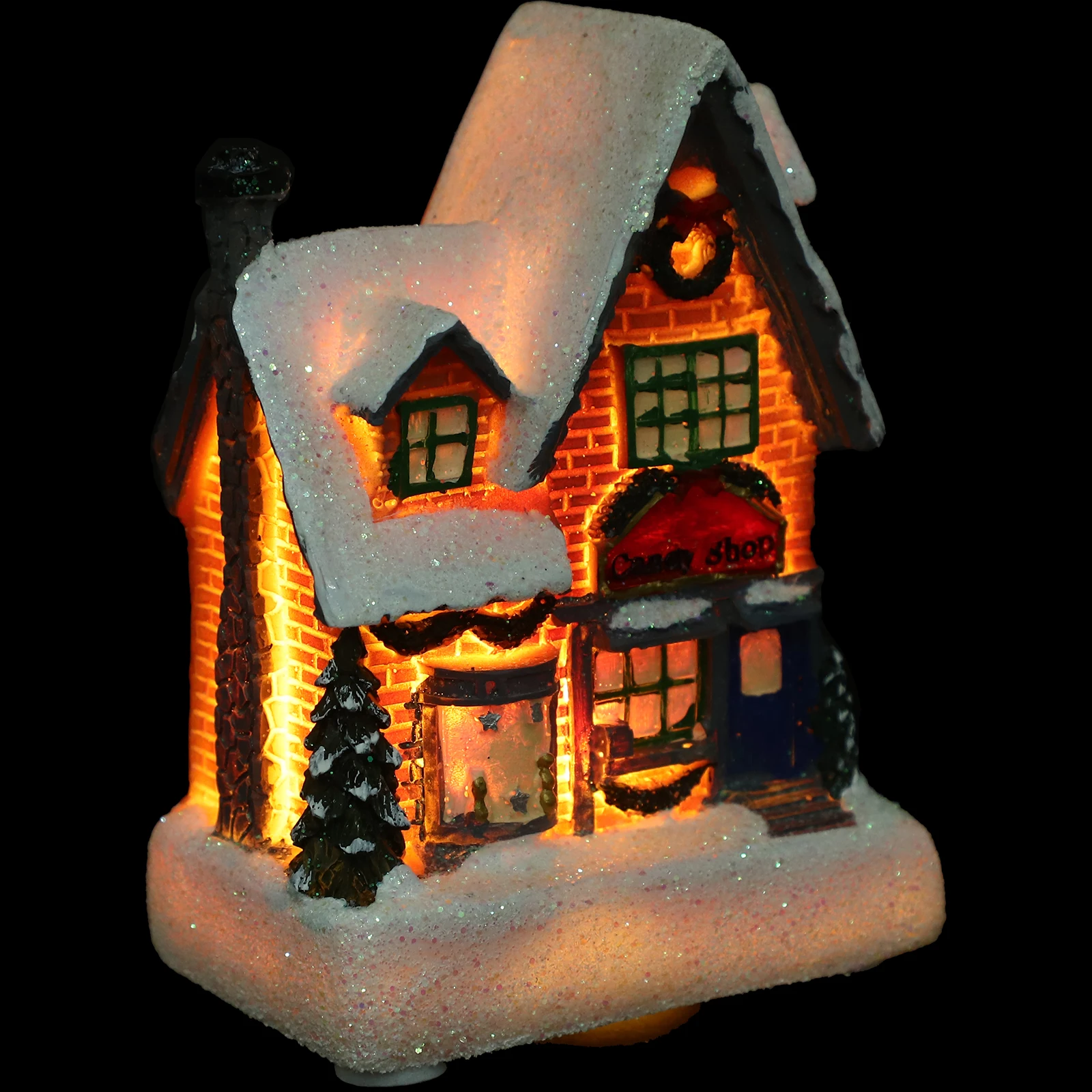 

Christmas Small Resin House Lighted Decoration Xmas Table Centerpiece Desktop Ornament Decor Mini Landscape Decor