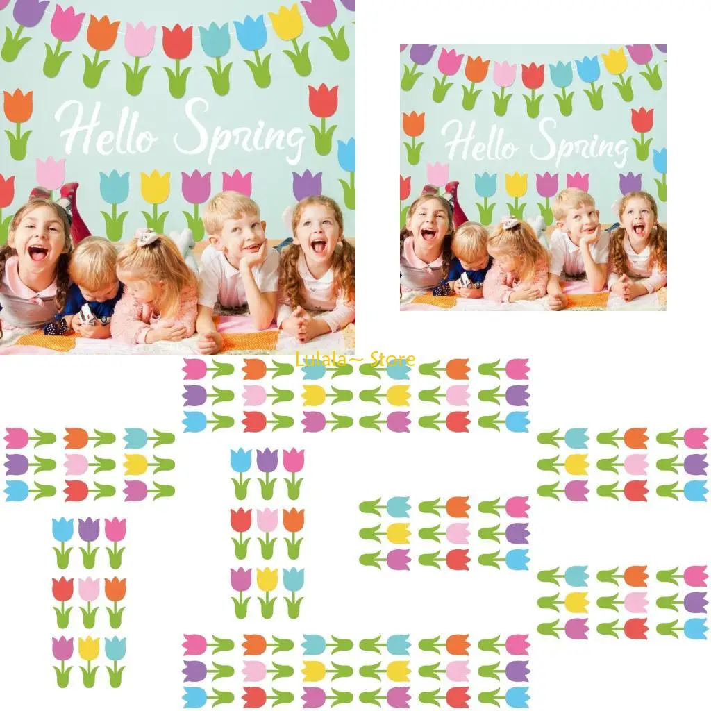 

Y4QA Весенний цветок в форме бумажных вырезов, оптовая упаковка, 45 шт., креативная ручная работа для семейного склеивания