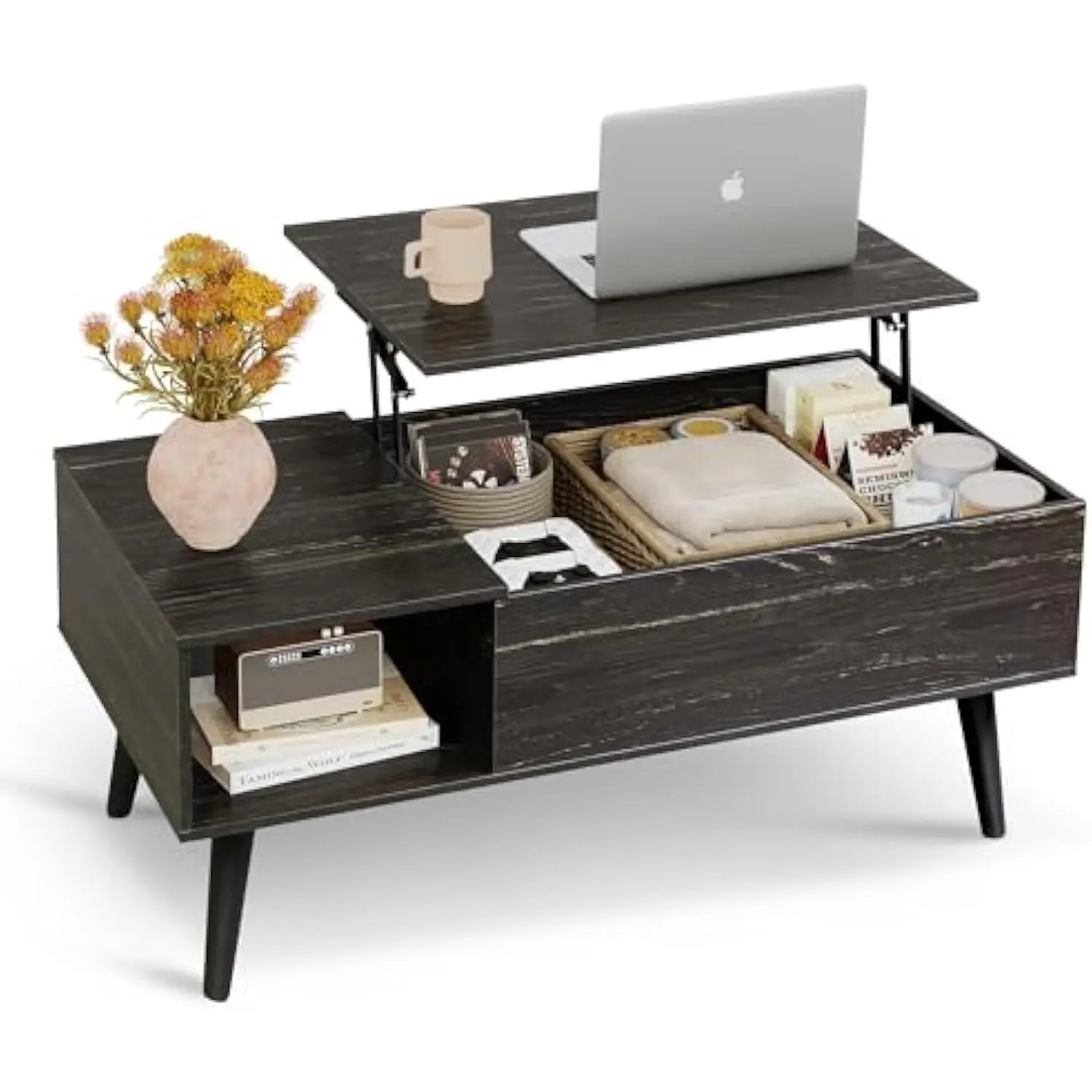 

Coffee Table, 39 Lift Top Coffee Table with Hidden Compartment, Small Rising Wooden Dining Center Table for Home Living Room,