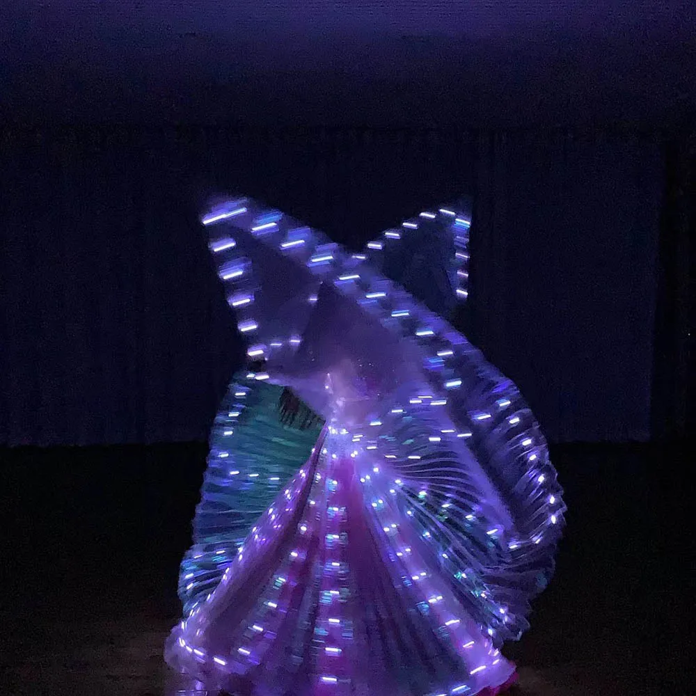 Ali Isis a LED bianche per accessori per la danza del ventre per adulti Ali di farfalla Spettacolo di prestazioni Ali di farfalla 3A alimentate a batteria