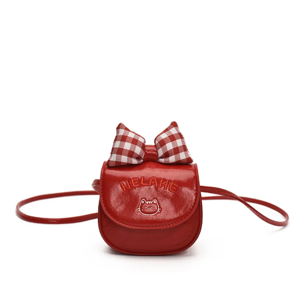 

Spring/Summer Kawaii Kids Leather Square Bag Korean Style Bow Mini Shoulder Bag Storage Cartoon Cat Crossbody Bag Travel