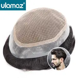 Australia-Double Layers Men's Hairpiece Natural Male Hair Prosthesis Toupee Wigs Human Hair Lace PU Hair System Wigs For Man Wig