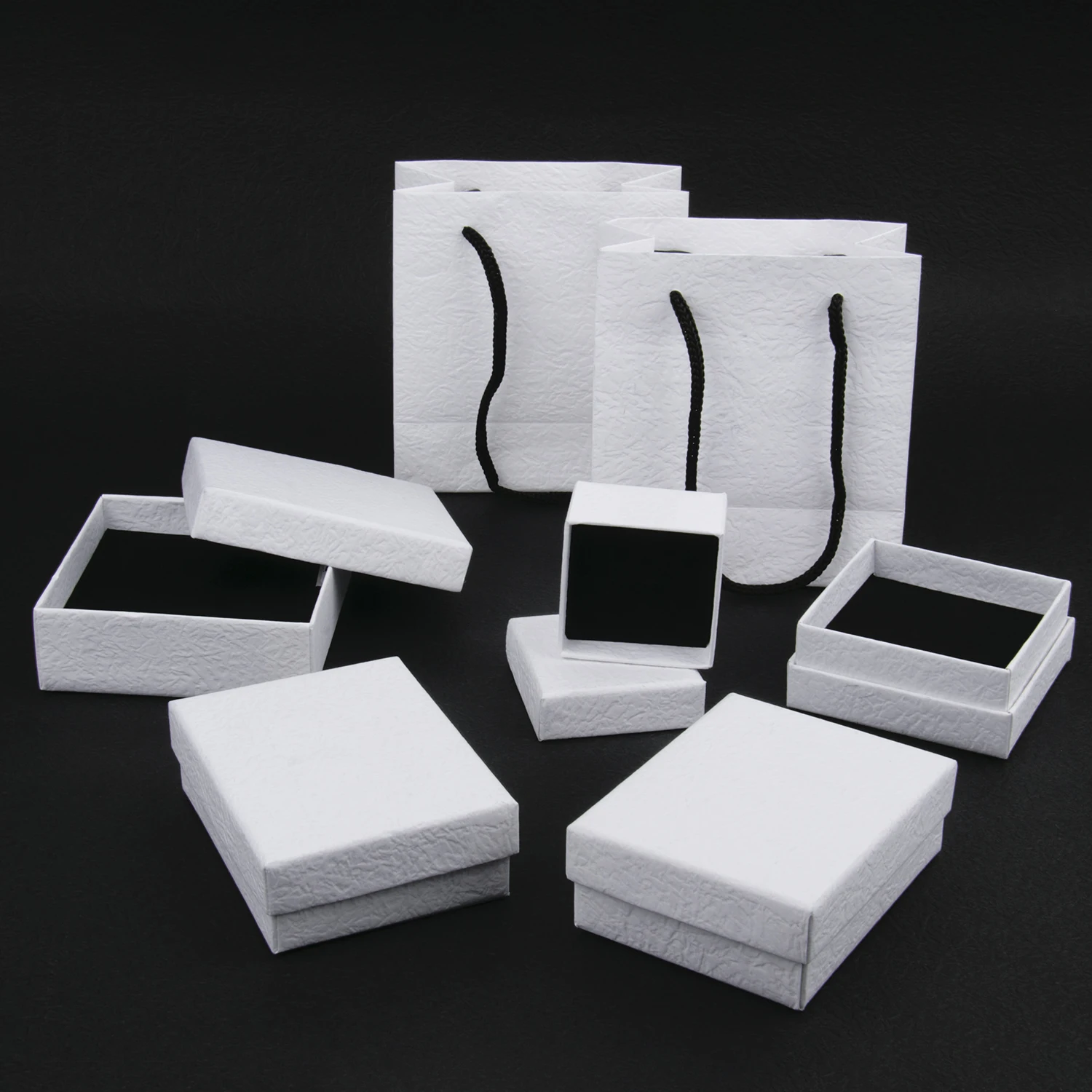 1Pcs Jewelry Packaging Gift Boxes Bags For Ring Necklace Bracelet Earrings Rectangle Cardboard With Sponge Jewelry Storage Box