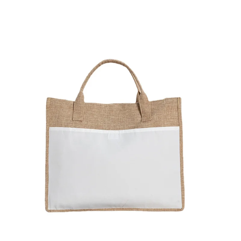 Sublimation Blank Shopping Bag Reusable Natural Non Woven Canvas Cotton Burlap Jute Tote Handbag For Thermal Transfer Print