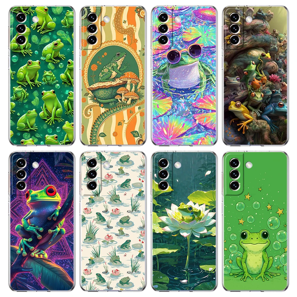 Coque transparente avec imprimé grenouille réaliste pour Samsung Galaxy S25 Edge S24 S23 S22 S20 S21 FE Ultra S10 S10E Plus 5G