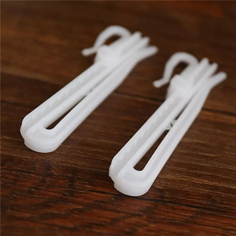 AT21-400PCS Plastic Curtain Hanging Hooks Stereo Window White Plastic Adjustable Height Curtain Accessories9cm