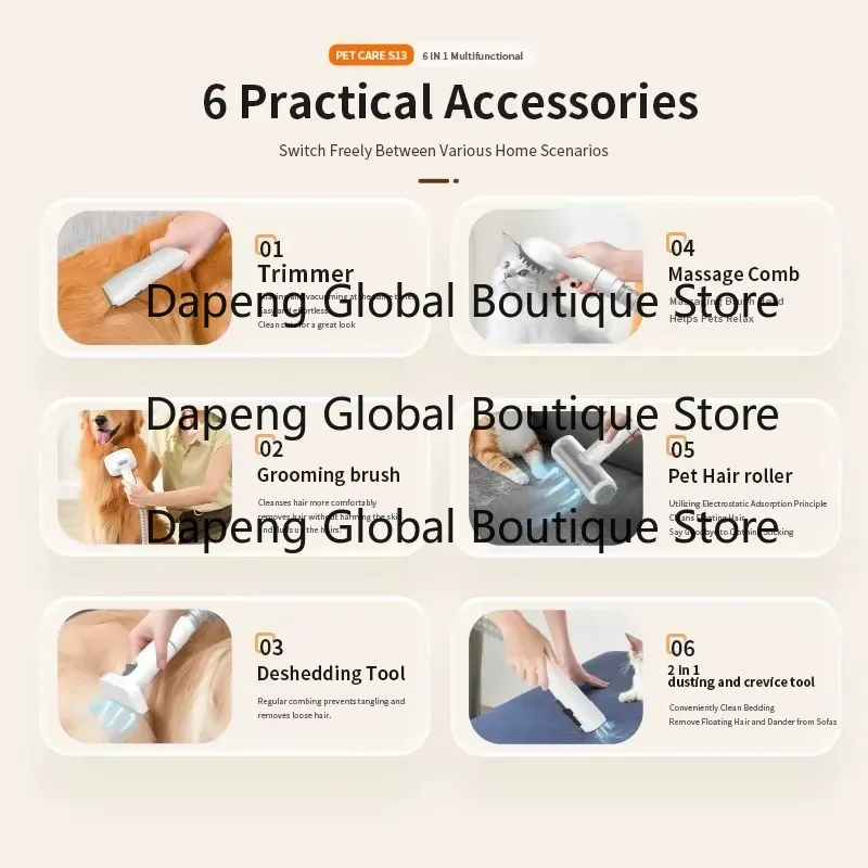 Factory C-at Dog Shedding Hair Clipper Trimmer Vacuum Silent Pet Hair Grooming Vacuum Cleaner Kit view 2