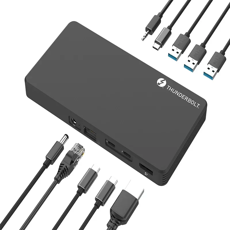 2025 10 in 1 Multiport Aluminium Thunderbolt3 Docking USB4.0 Hub Station+PCIe NVME M.2 SSD Case thunderbolt  3 dock