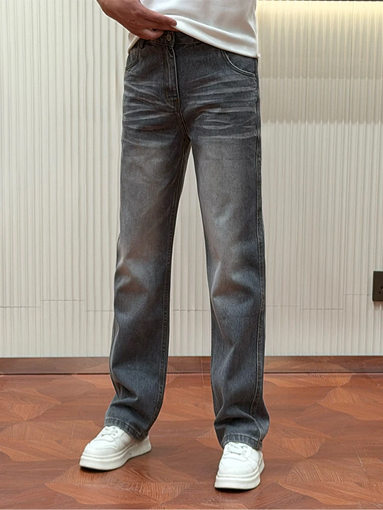 Washed Denim Jeans Men's American Trend Loose Straight Tube Pants Youthful Versatile Long Trousers Autumn 2026 Casual Cotton