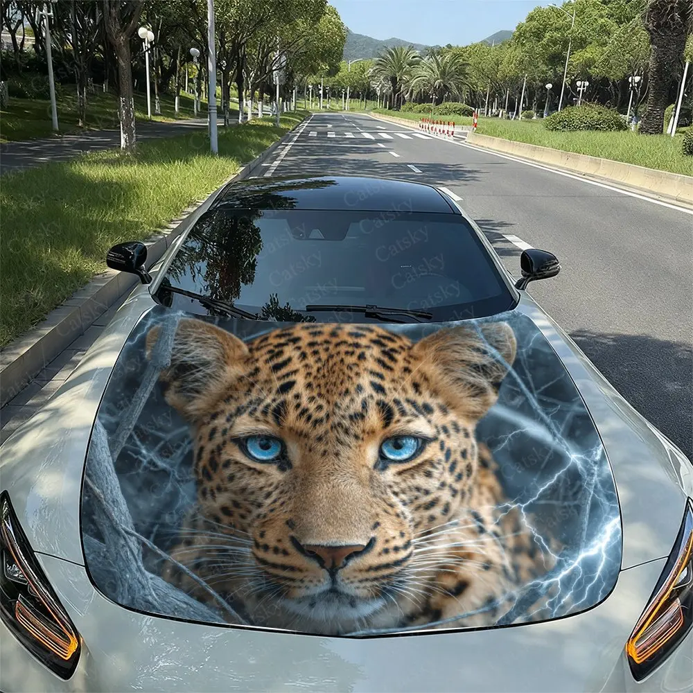 

Car Hood Wrap Decal - Lightning Leopard Sticker For Cars, Trucks & SUVs, Durable PVC Material, Vehicle Bonnet Accessory, Automot