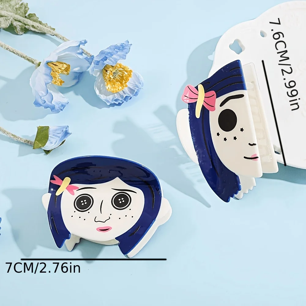 1 قطعة/2 قطعة كورالاين من ديزني - مشبك شعر أكريليك مستوحى من الشعر! تصميم رأس كرتوني مبتكر، مثالي للأناقة ومتعدد الاستخدامات #6