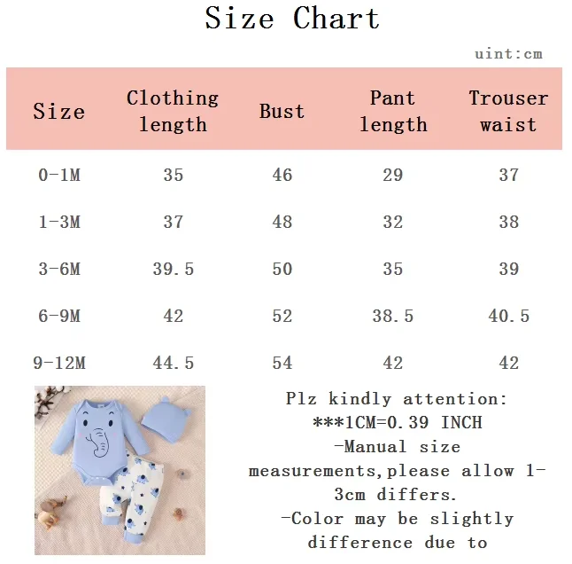 Baby-Jungen-Set, einfarbig, niedlicher kleiner Elefant, Body + Hose + Mütze, 3-teilig, geeignet für 0-12 Monate, Neugeborenen-Baby-Jungen-Alltagsanzug – Detail 7