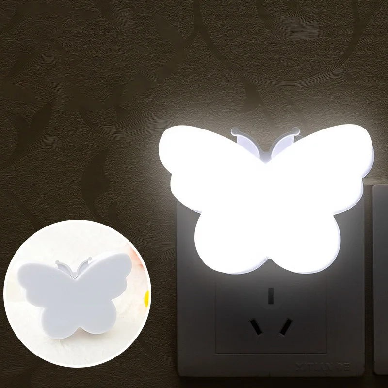 Mini LED Night Light EU/US Plug in Dusk to Dawn Sensor Wall Nights Lamp Butterfly for Bedroom Hallway Stairs Corridor 110V 220V