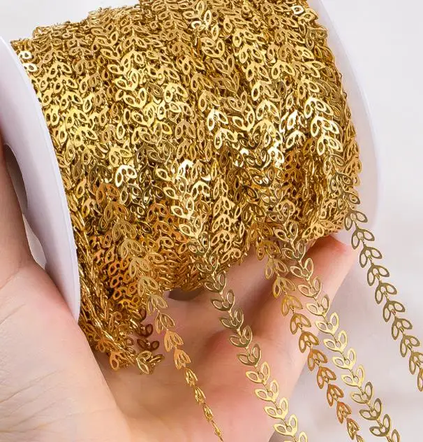 1 Meter hohle blattförmige Kette aus Edelstahl für DIY Halskette Armband Kleidung Dekoration Kette Schmuck Zubehör
