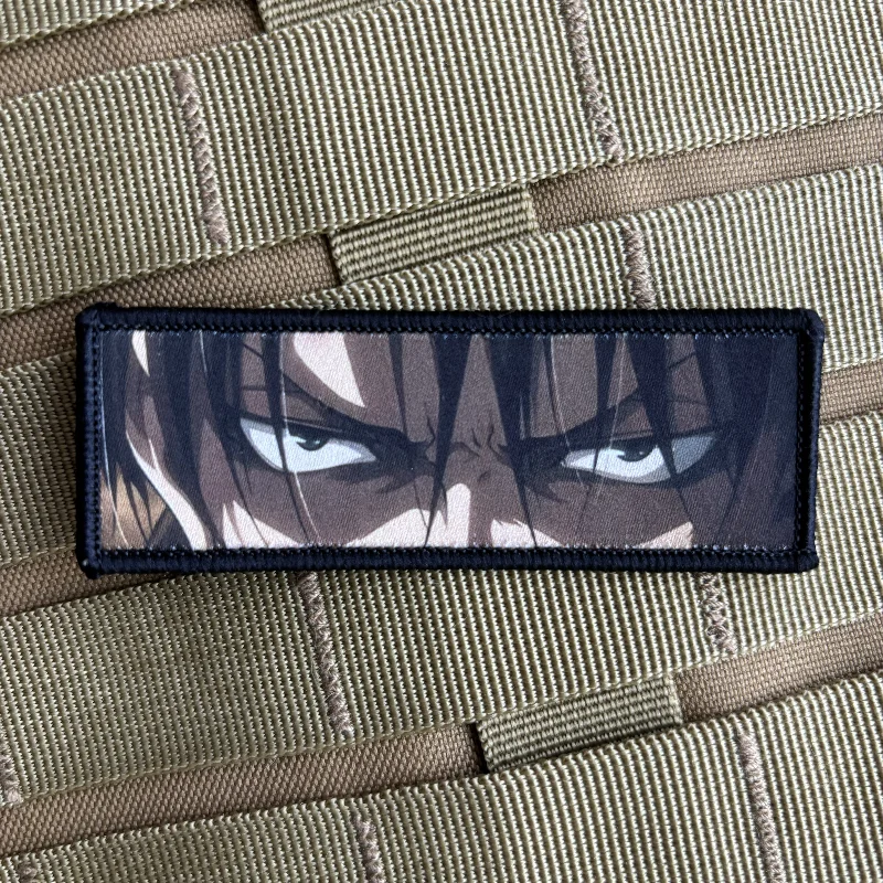 Attack on Titan Levi Ackerman Eyes Morale Badge Hook & Loop Anime Patch Printing Commander Tactical Backpack Sticker Appliques