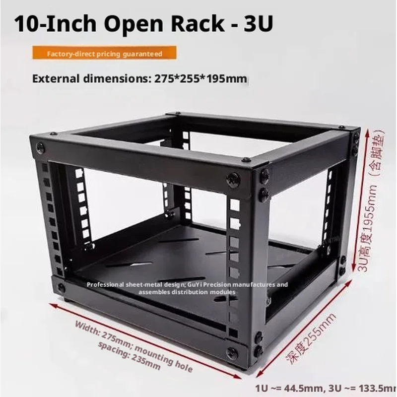 Open Frame Rack For Generic (10Inch 3U) Adopt Open Frame Layout To Speed Air Circulation And Keep Mounted Network Hardware Cool