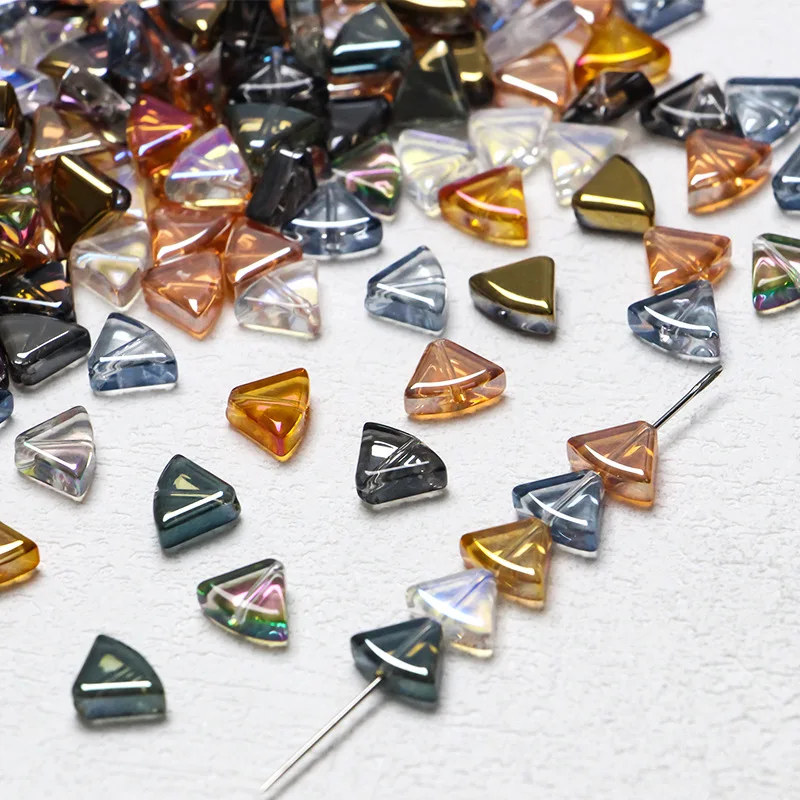 20Pcs Crystal Glass Beads 8x10mm Fan-shape Shape DIY Loose Beads for Bracelet Necklace Earring Jewelry Making Crafts Accessories