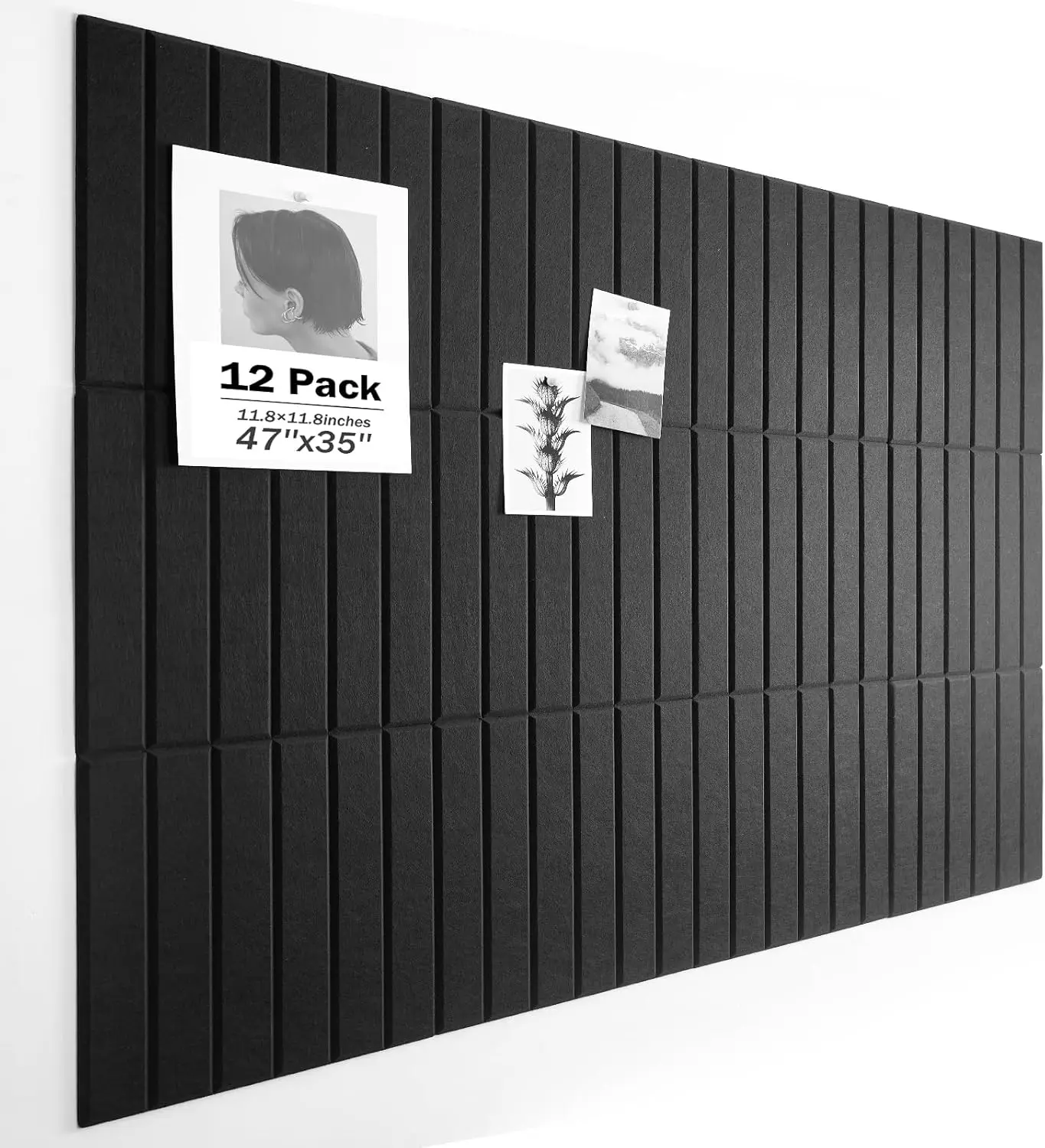 Fluted Felt Wall Tiles Cork Bulletin Pin Note Photos Boards Decor for Home Office Ceiling Living Room Sound Proof Acoustic Panel - view 3