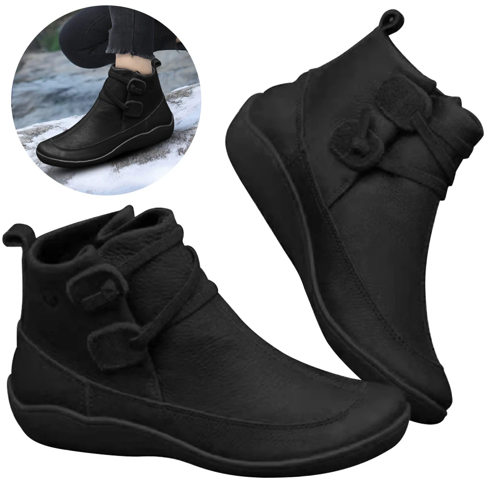 Women Lace-Up Fashion Boot Work Boots Retro Mid Calf Combat Boots Stylish Warm Plush Boots for Outdoor Activities Xmas Gift