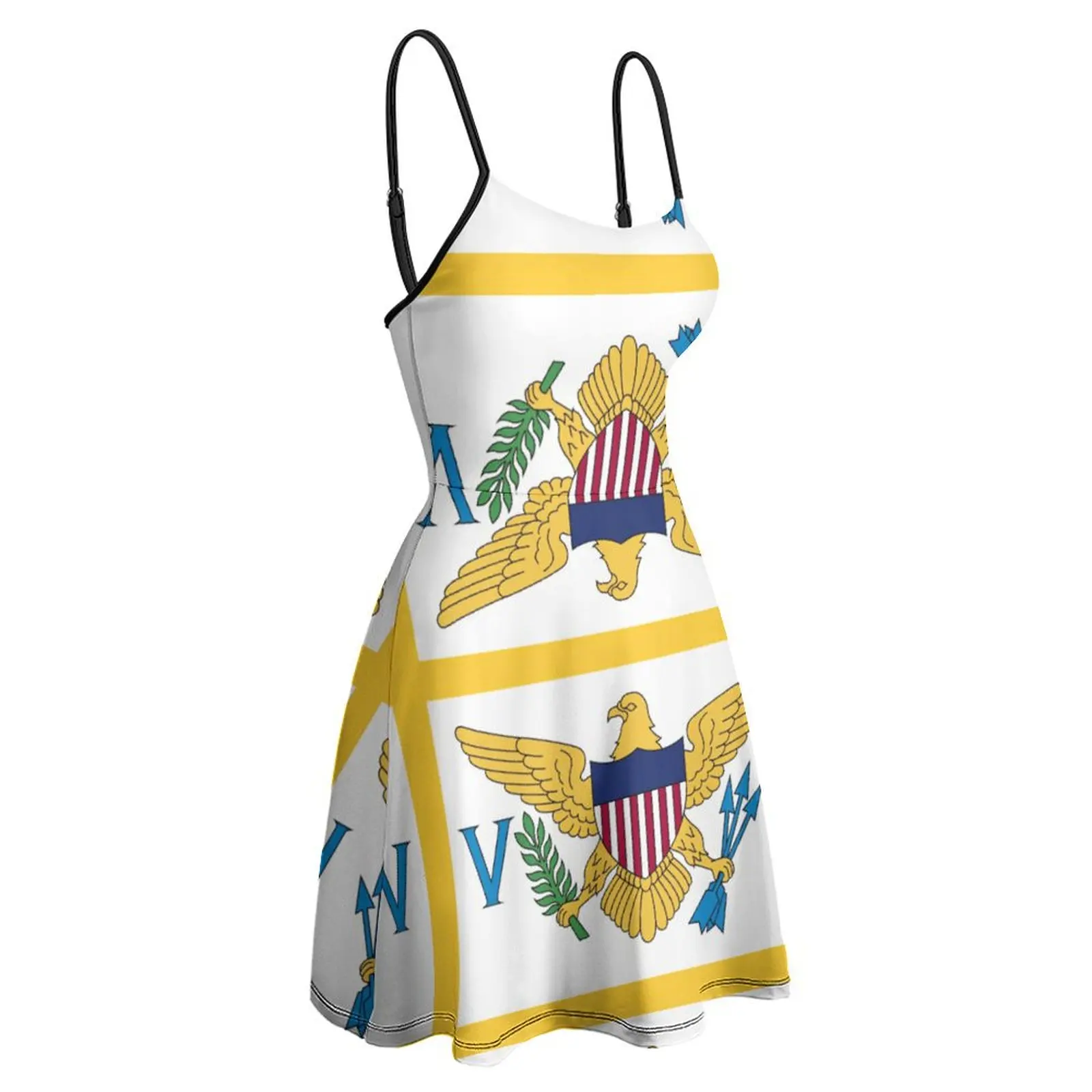 Women's Sling Strappy Dress, Estados Unidos, Ilhas Virgens Bandeira, Vestido Sexy Novidade Feminina, Clubes Gráficos