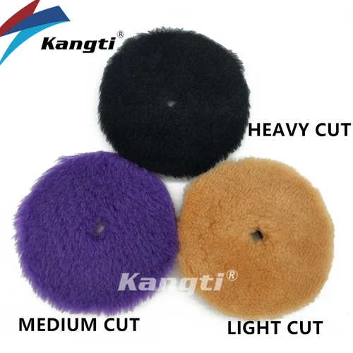 Imagen 2 del producto Kangti-disco de abrillantado para coche, almohadillas para pulir lana Natural, pulidor DA de lana de cordero, almohadillas de corte de espuma, Kits de herramientas abrasivas, 5/6 pulgadas