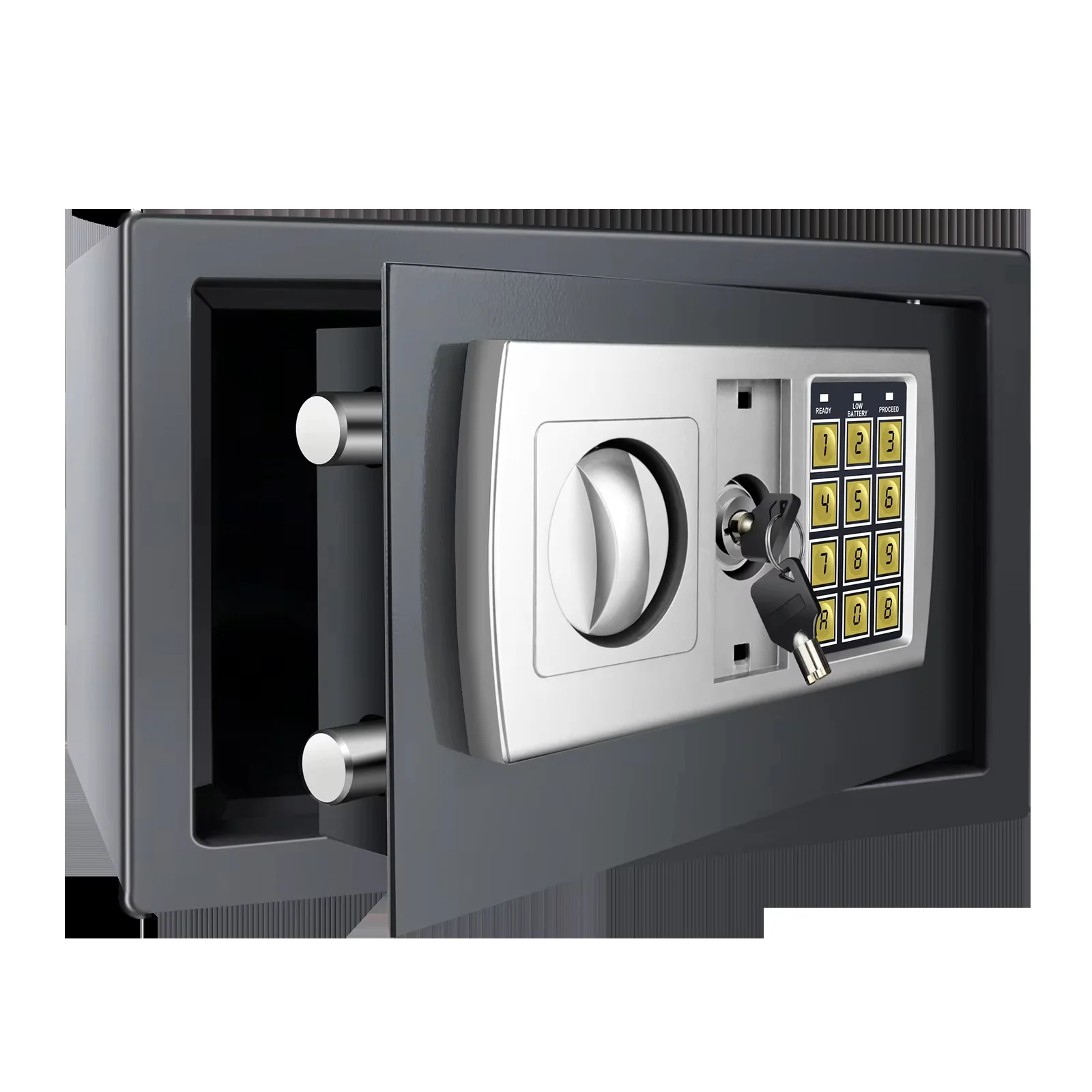 BRIEFNESS Caja fuerte electrónica gris 4.6L/8.5L/16L con teclado electrónico y llave de repuesto Caja fuerte para piso montada en la pared