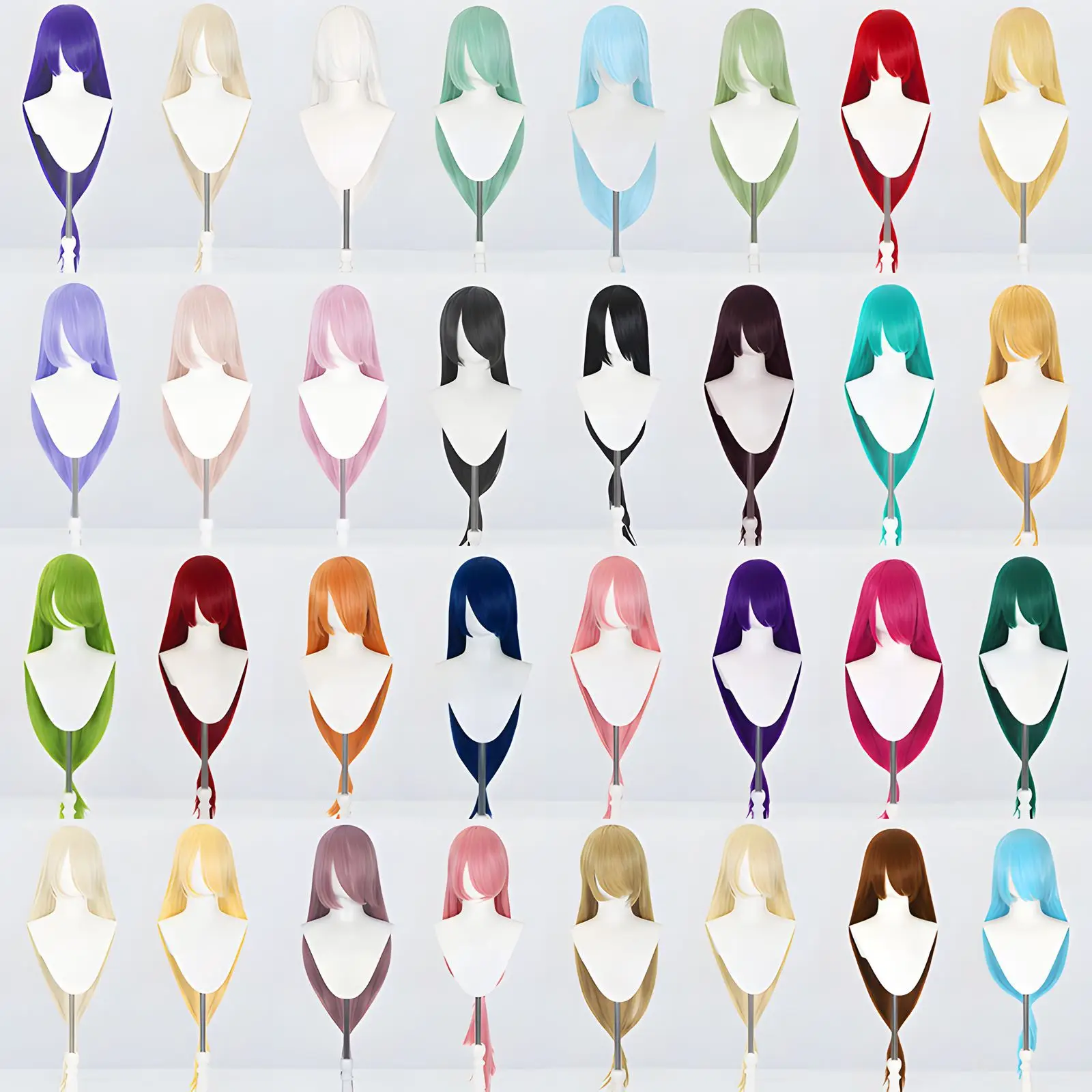 

Long Synthetic Straight Wig 120cm Natural Hairline Cosplay Party Costume Heat Resistant Layered Bangs Multicolor Full Cap