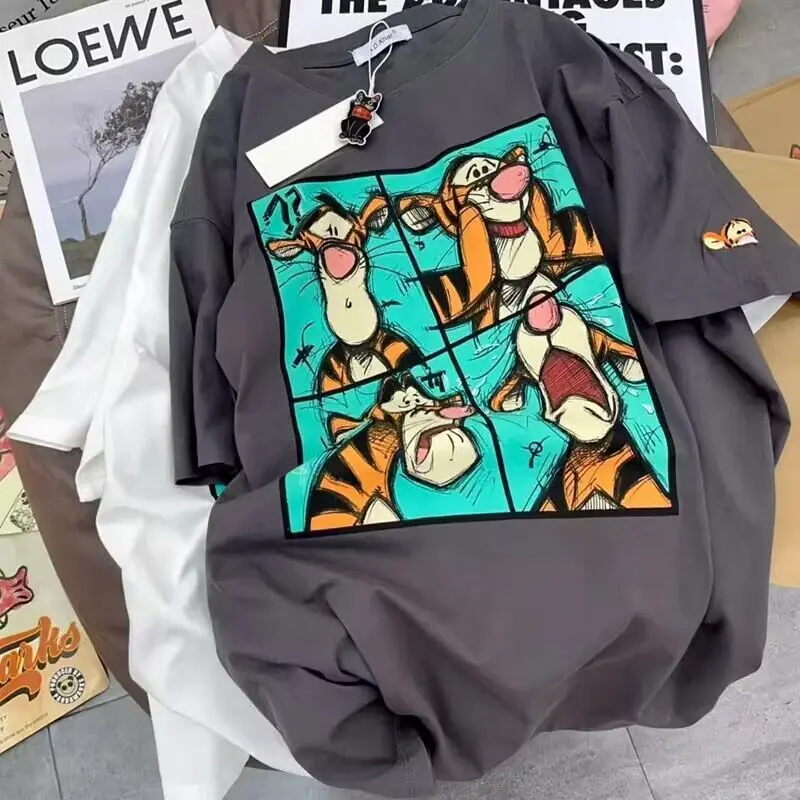 Disney Teigetje T-shirt Cartoon Zomer Paar Casual Ronde Hals Gedrukt Ademend T-shirt Y2K Zomer Leuke Meisjes Korte Mouw Top