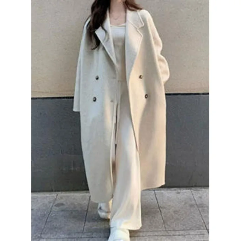 معطف صوفي فاخر متوسط الطول للسيدات لخريف وشتاء متعدد الاستخدامات أنيق وعصري ملابس خارجية للسيدات مشاعر راقية مستوحاة #1