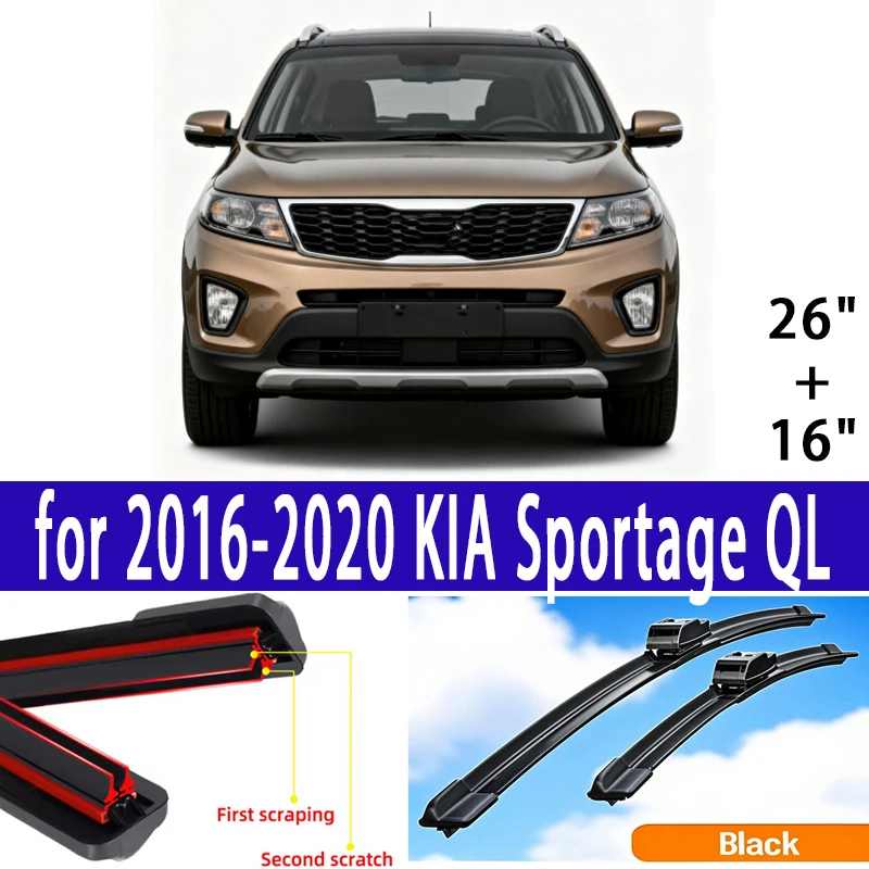 

2PCS Car Wiper Blades for 2016-2020 KIA Sportage QL Front Windscreen Windshield Double Rubber Accessories 2017 2018 2019 2020