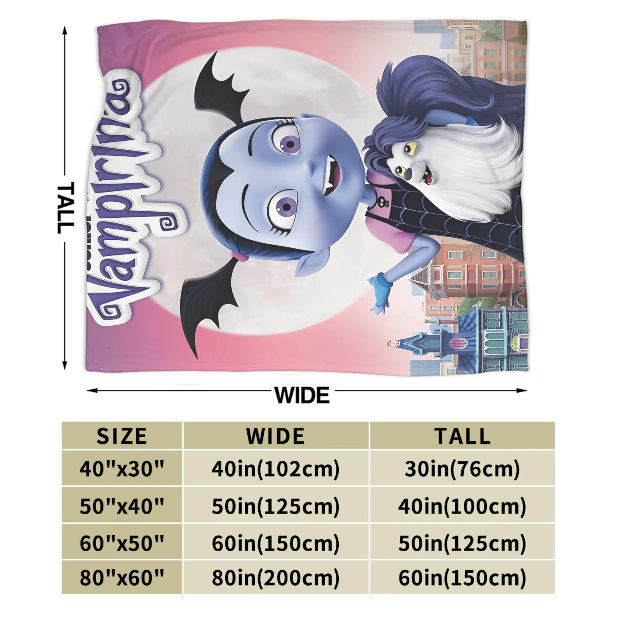 Y2K vampirina في سن المراهقة مصاص دماء البطانيات لينة الفانيلا دافئ رمي بطانية آلة قابل للغسل #5