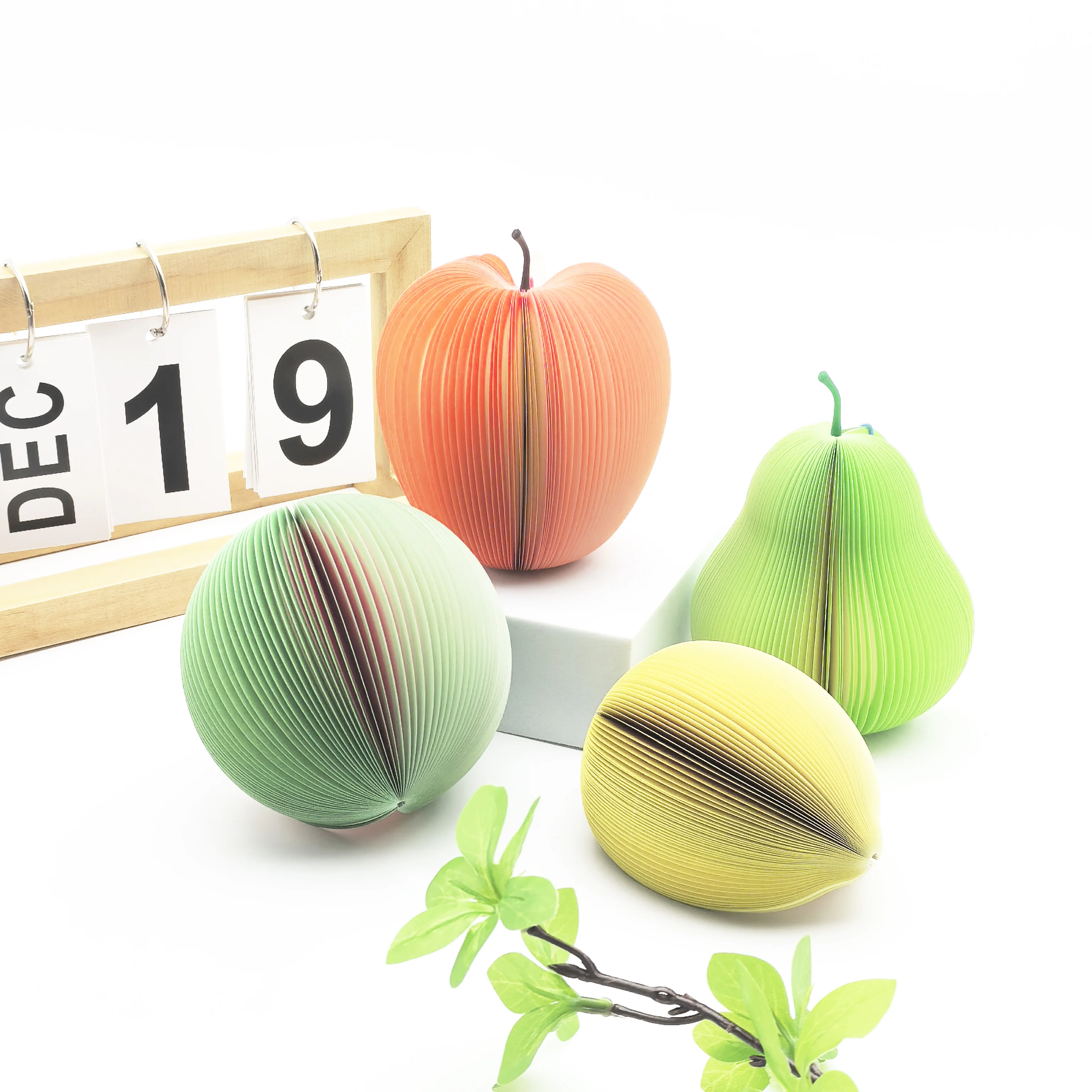 Cute 3D Fruit Shaped Sticky Note Pad 9cm, Apple Pear Watermelon Lemon Self Adhesive Memo Notes, Kawaii Fruit Decorative Notepad