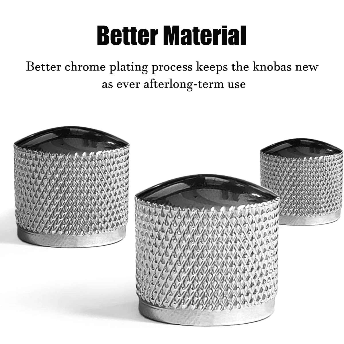 4pcs Metal Guitar Control Knobs - Chrome / Black / Gold | Locking Hex Design w/ Wrench | Potentiometer Caps for Guitar/Bass view 3
