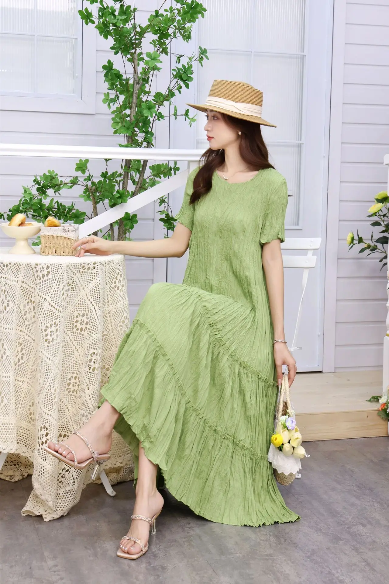 Miyake textura em camadas vestido primavera e verão design feminino sentido mostrando saia fina de um passo saia plissada novo no verão 2025