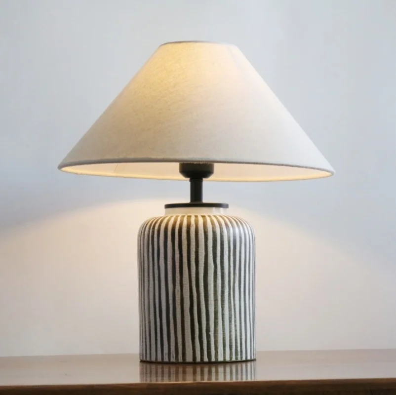 

Handmade Ceramic Desk Lamp Japanese Simple Homestay Hotel Study Living Room Bedroom Bedside Lamp American Retro