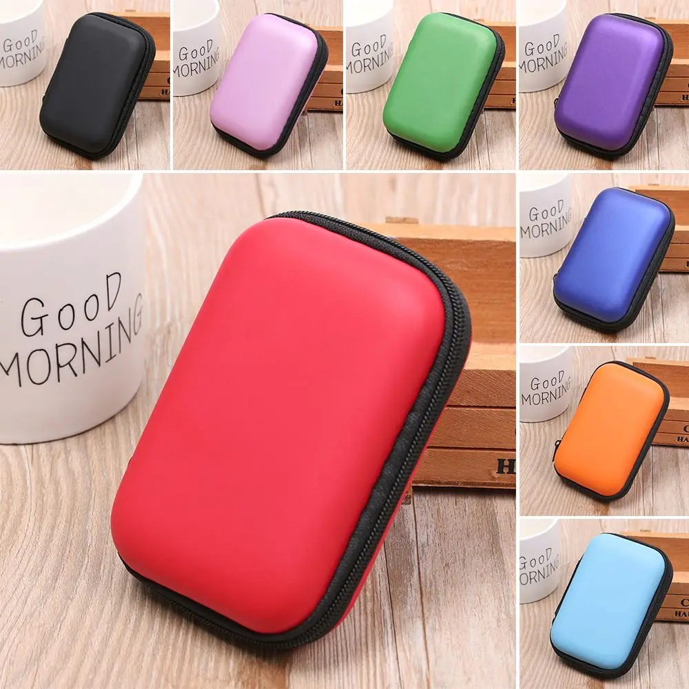 Portable Earphone Bag Coin Purse Headphone Accessories Earbuds Memory Card Case USB Cable Organizer Storage Box 11x8x4cm