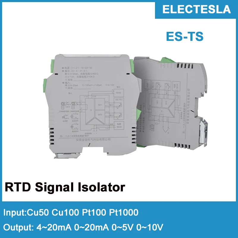 Din Rail Thermocouple Temperature signal Isolation RTD Converter Transmitter PT100 In 4-20 mA 0-10v Output DC24V