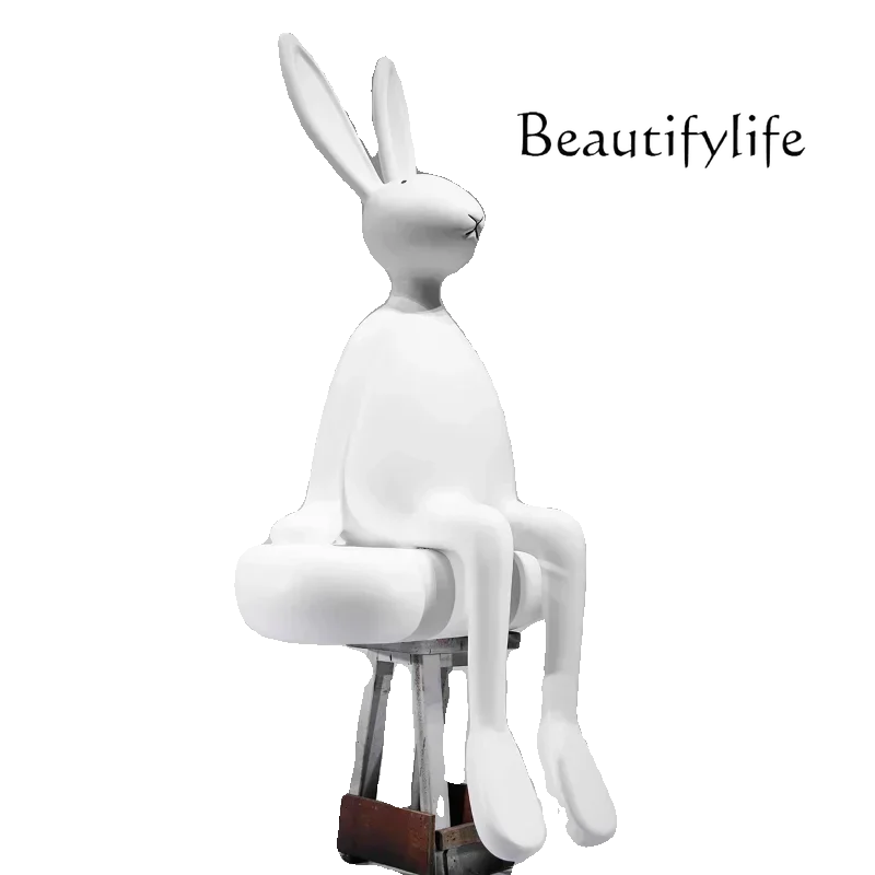 Creative cartoon sitting long-eared rabbit ornament, living room TV cabinet, front desk entrance decoration