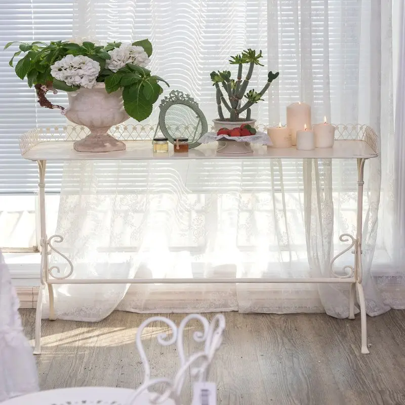 French wrought iron table, living room outdoor courtyard garden, rectangular table, homestay decoration