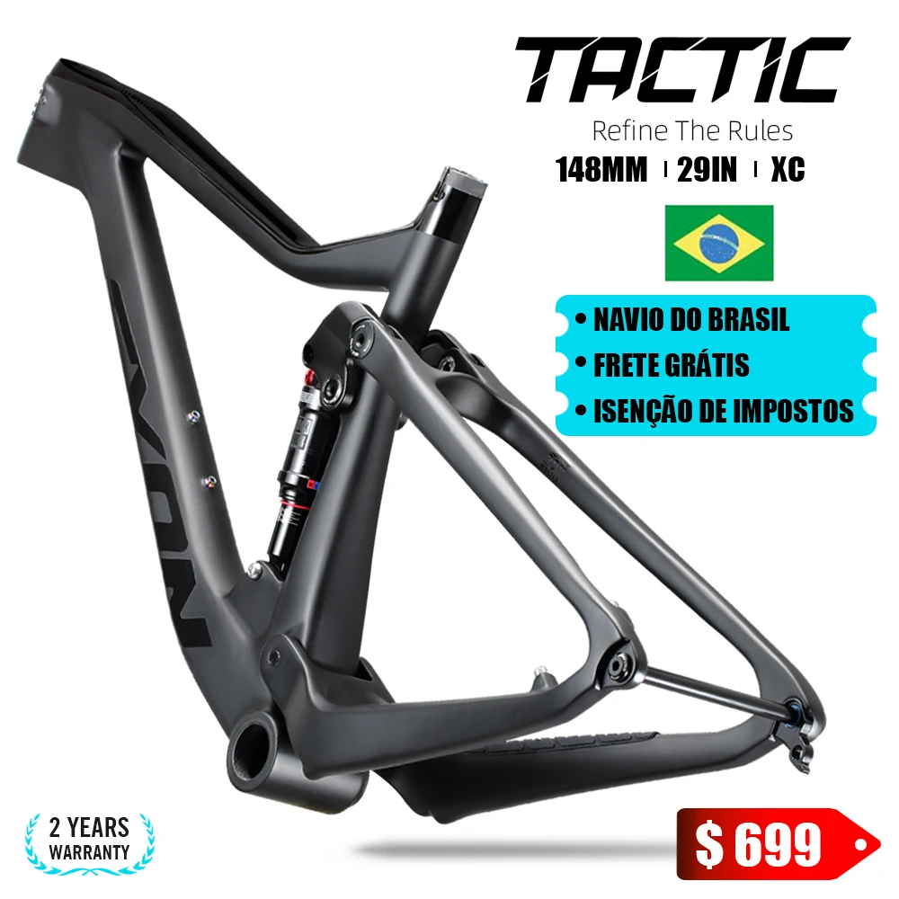 LEXON Quadro de Bicicleta de Montanha XC Trial Cross Country Carbon MTB Frameset Suspensão Completa 29 Boost ROCKSHOX DNM XDB Peças de Bicicleta