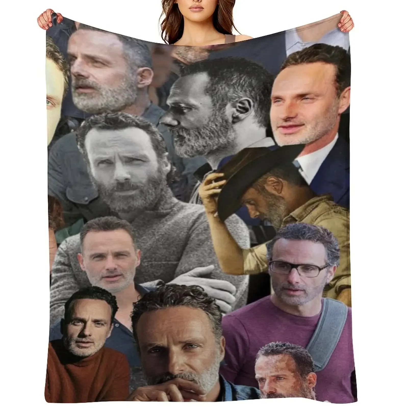 

andrew lincoln photo collage Throw Blanket for sofa Shaggy Moving wednesday Blankets