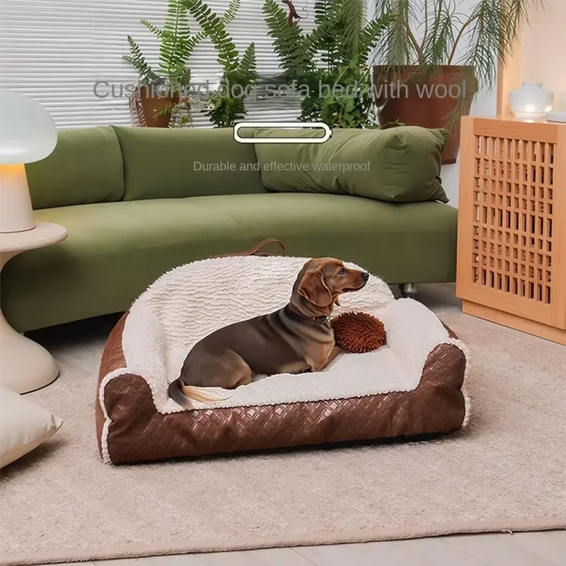 for Cat Dog Bed Bear Pastry Shape XL Warm Comfortable Soft Plush Round with Pet Scarf High Elasticity Sofa Bed