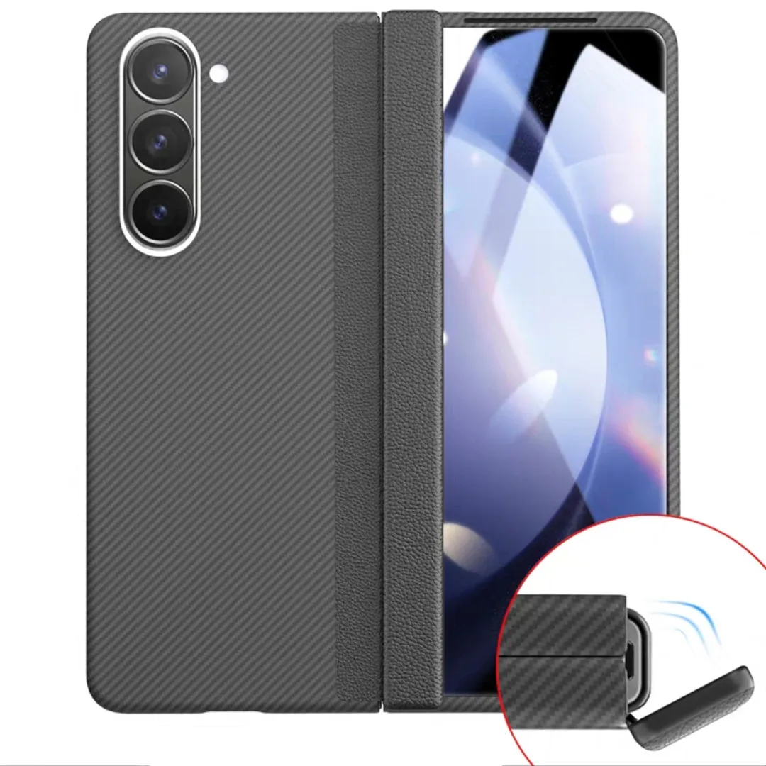 Genuine Aramid Carbon Fiber Magsafe Case for Samsung Galaxy Z Fold 6 5 Matte Ultra Thin Magnetic Central Axis Flip Hinge Cover