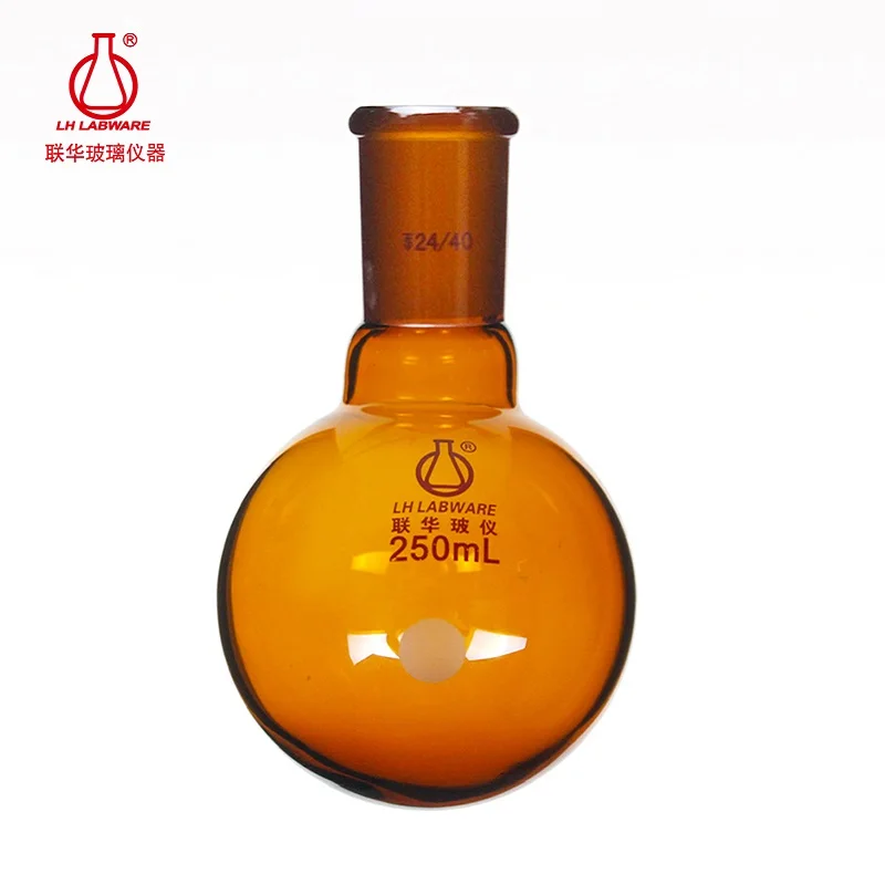 LH LABWARE Brown single necked round bottomed flask, Capacity 50mL-1000mL, Borosilicate glass, LH-03