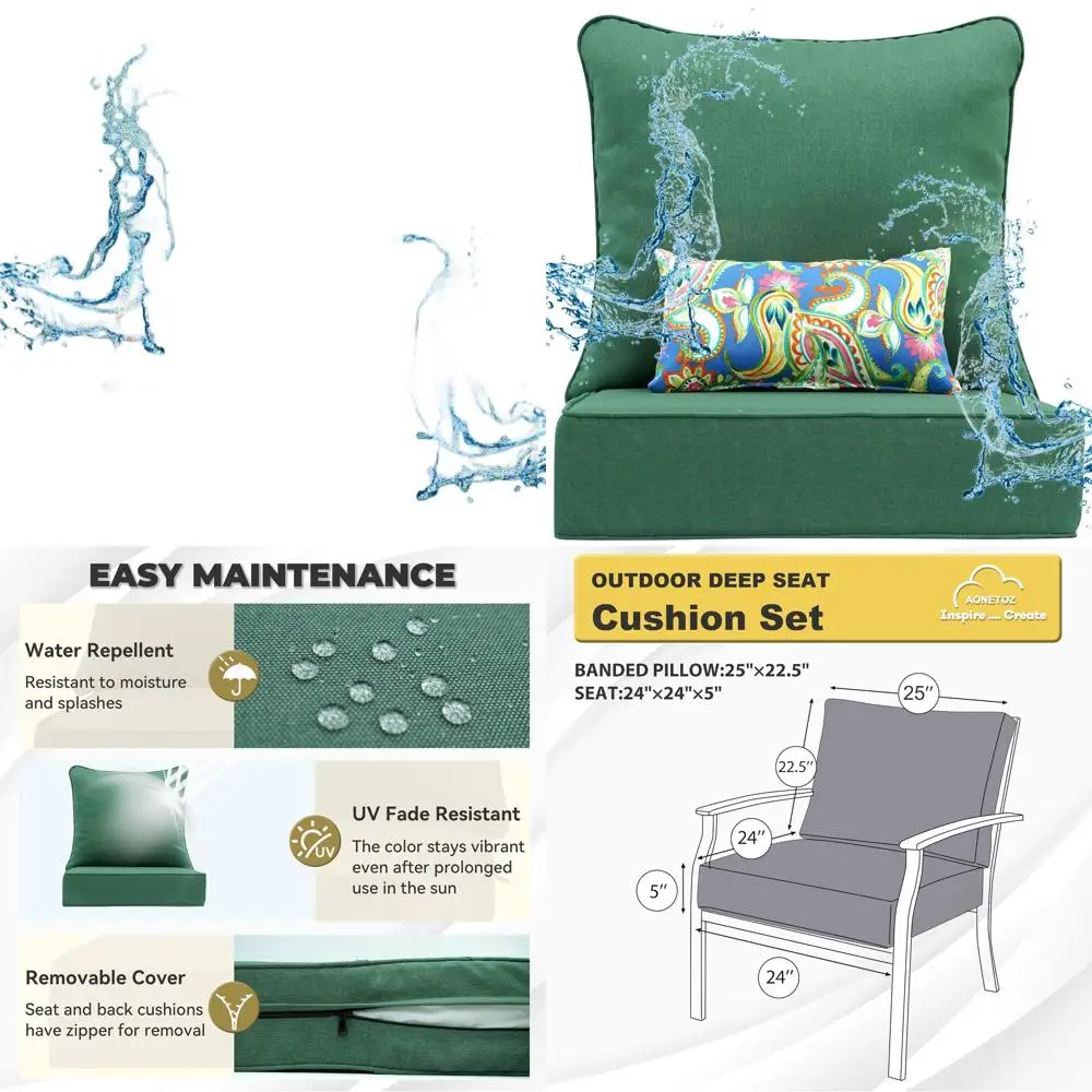 

Комплект из 24 уличных подушек для глубоких сидений, ткань из олефина, съемные чехлы, водонепроницаемые и устойчивые к выцветанию