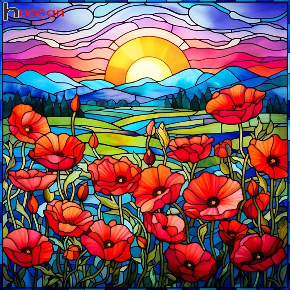 Huacan Diamant Malerei Set Tai Chi Sonnenblume volle quadratische runde Mosaik Stickerei Yin Yang Landschaft Wohnkultur