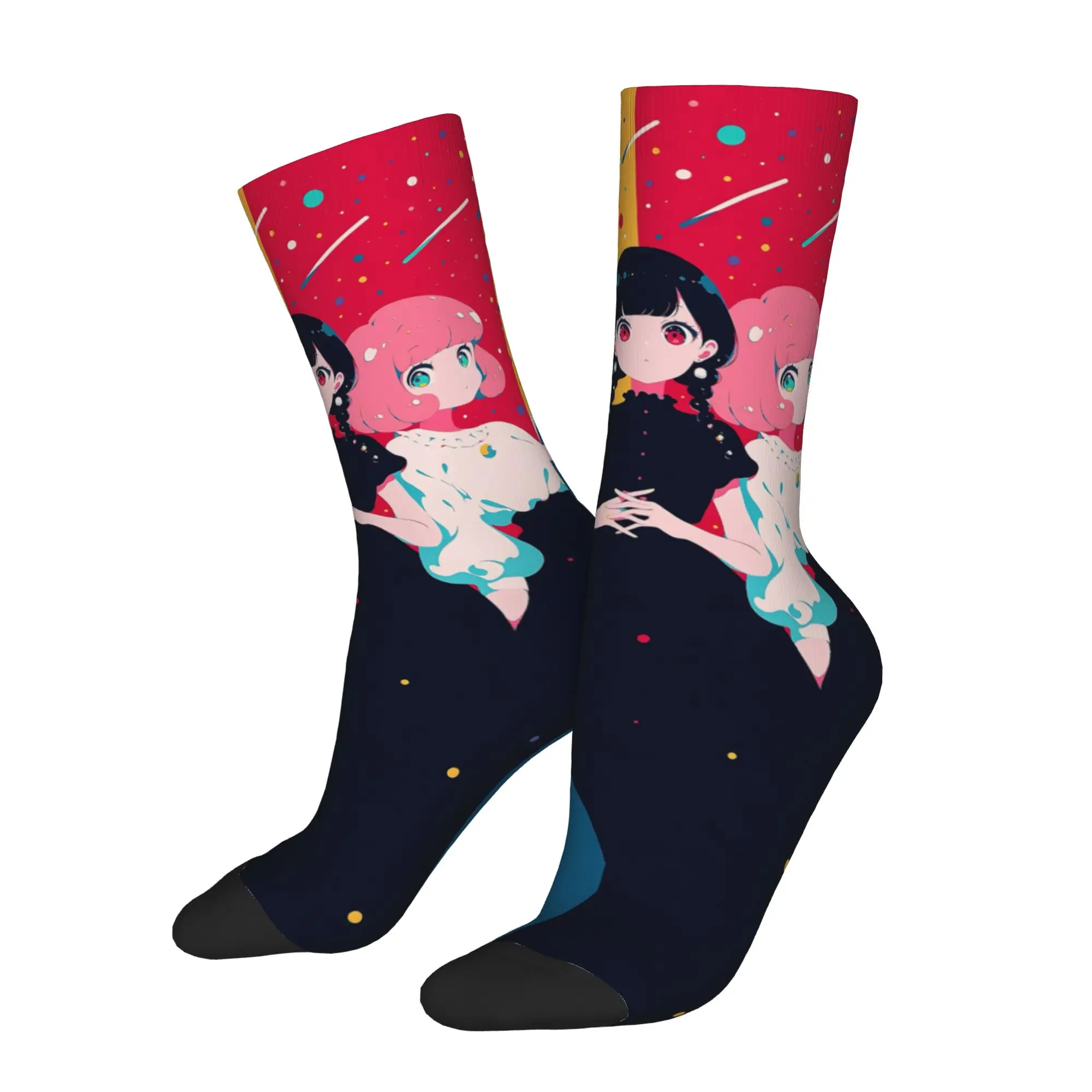 

Спортивные носки с индивидуальным дизайном, крутые носки с аниме-персонажами, ретро-стиль Харадзюку, хип-хоп, оригинальные бесшовные носки.