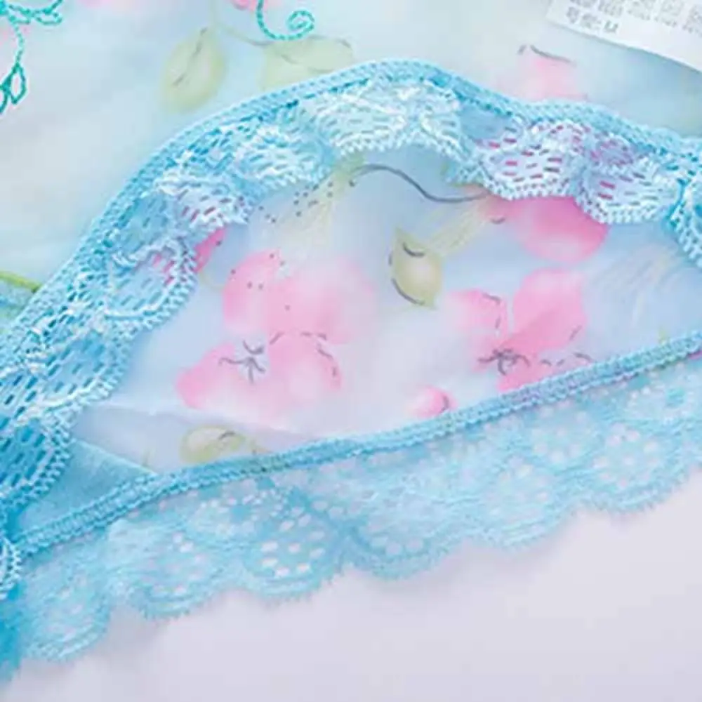 

4Pcs Mesh Lace Flower Underpants Transparent Plus Size Lace Seamless Briefs Panties Mid Waist Underwear for Women Gifts