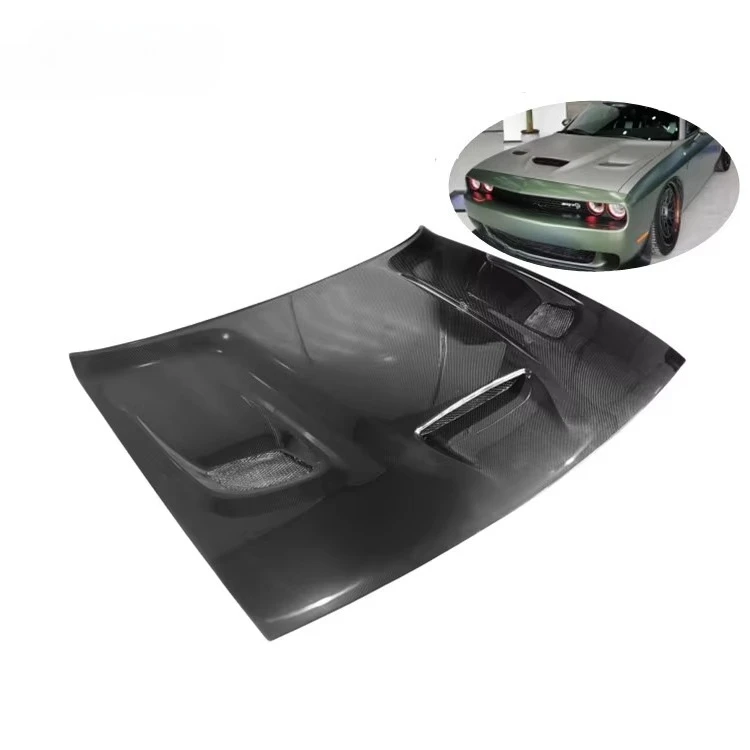 

2025 new Carbon Fiber Fibre Engine Three Holes Vent Bonnet Hood for Dodge Challenger 2015+